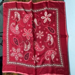 Vera Bradley Red Pink Paisley Floral Square Scarf 27 x 27 Satin Silk Feel